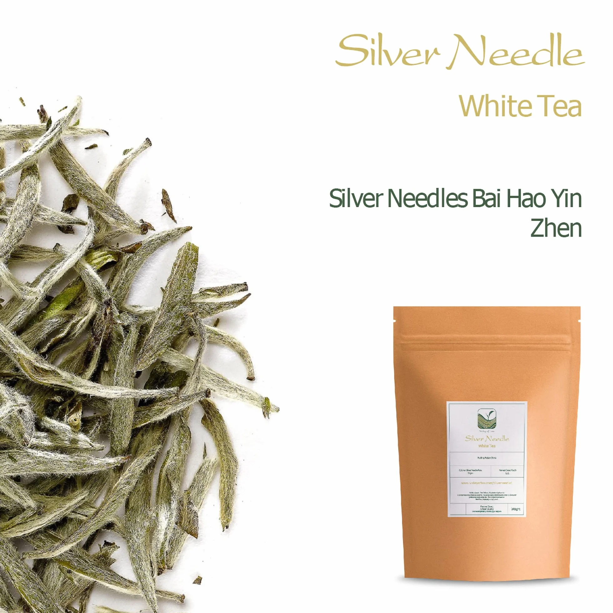 Silver Needle White Tea - 100 Procent Pure Buds - Baihao Yinzhen Chinese Silver Tip Bai Hao Yin Zhen 40g
