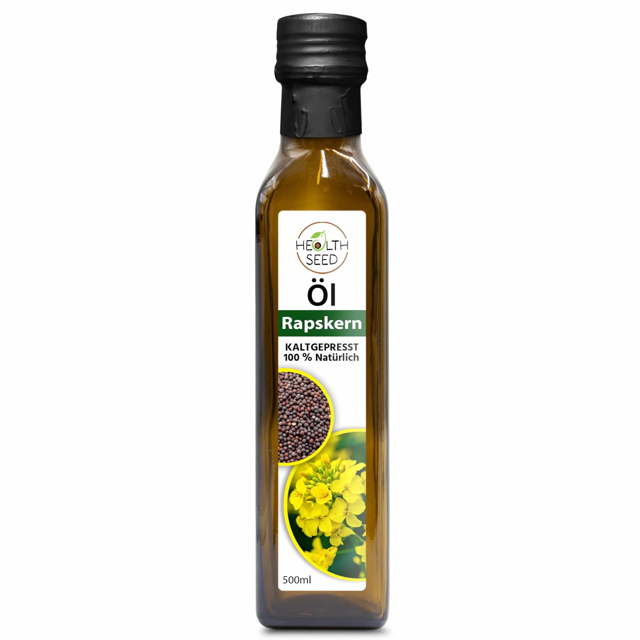 Health Seed niefiltrowany olej z pestek rzepaku 1000 ml tłoczony na zimno szklana butelka