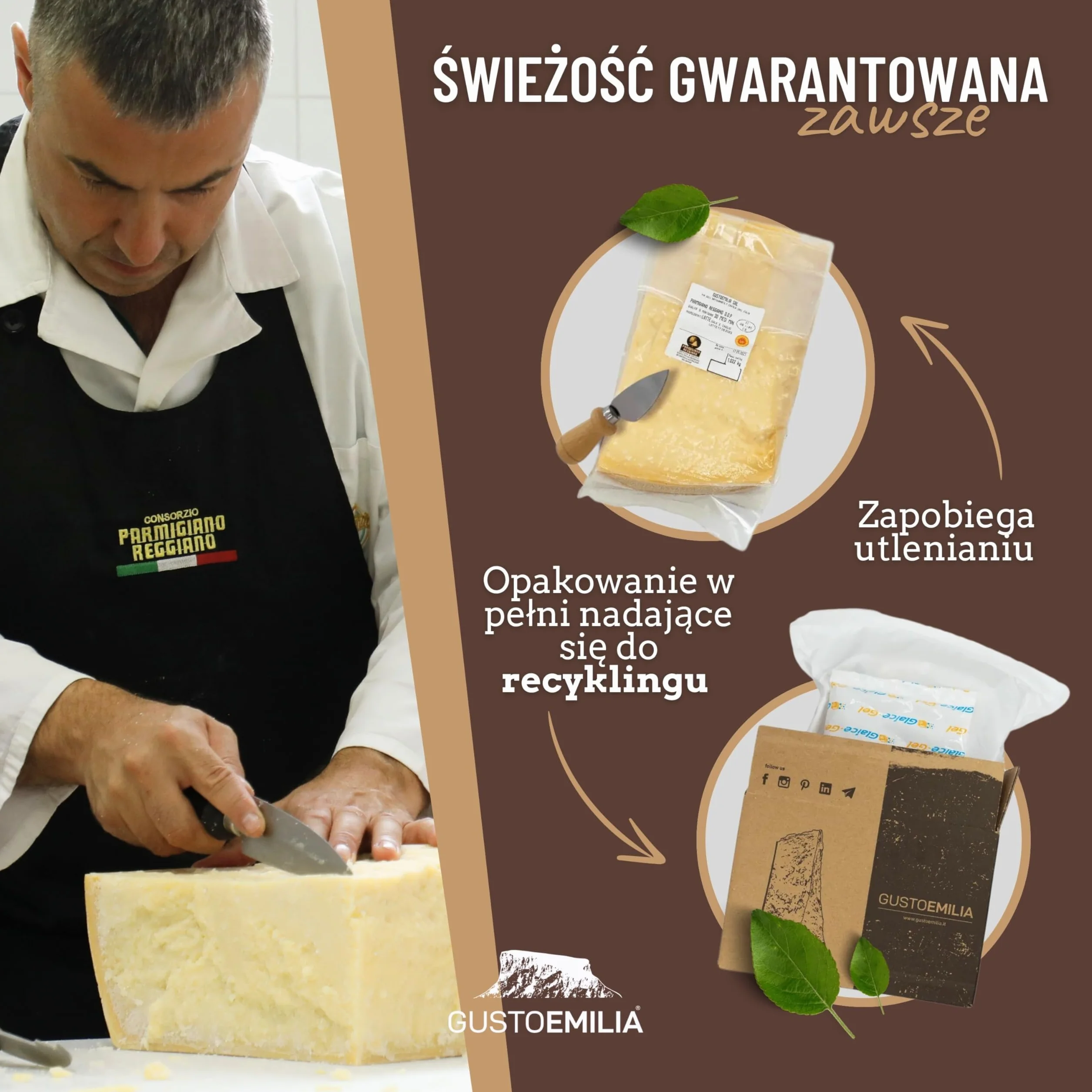 Ser Parmigiano Reggiano z Gór 48 Miesięcy Dojrzały - Idealny do Makaronu, Chleba, Sałatek, Przekąsek i Owoców - Włoski Ser 2,2 lb (1 kg)
