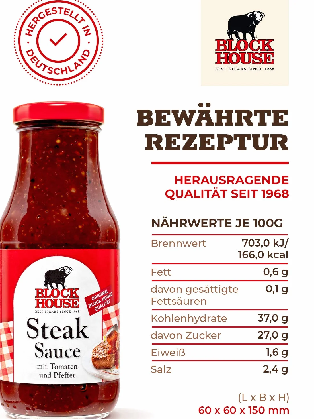 Sos do steków firmy Block House, 240 ml