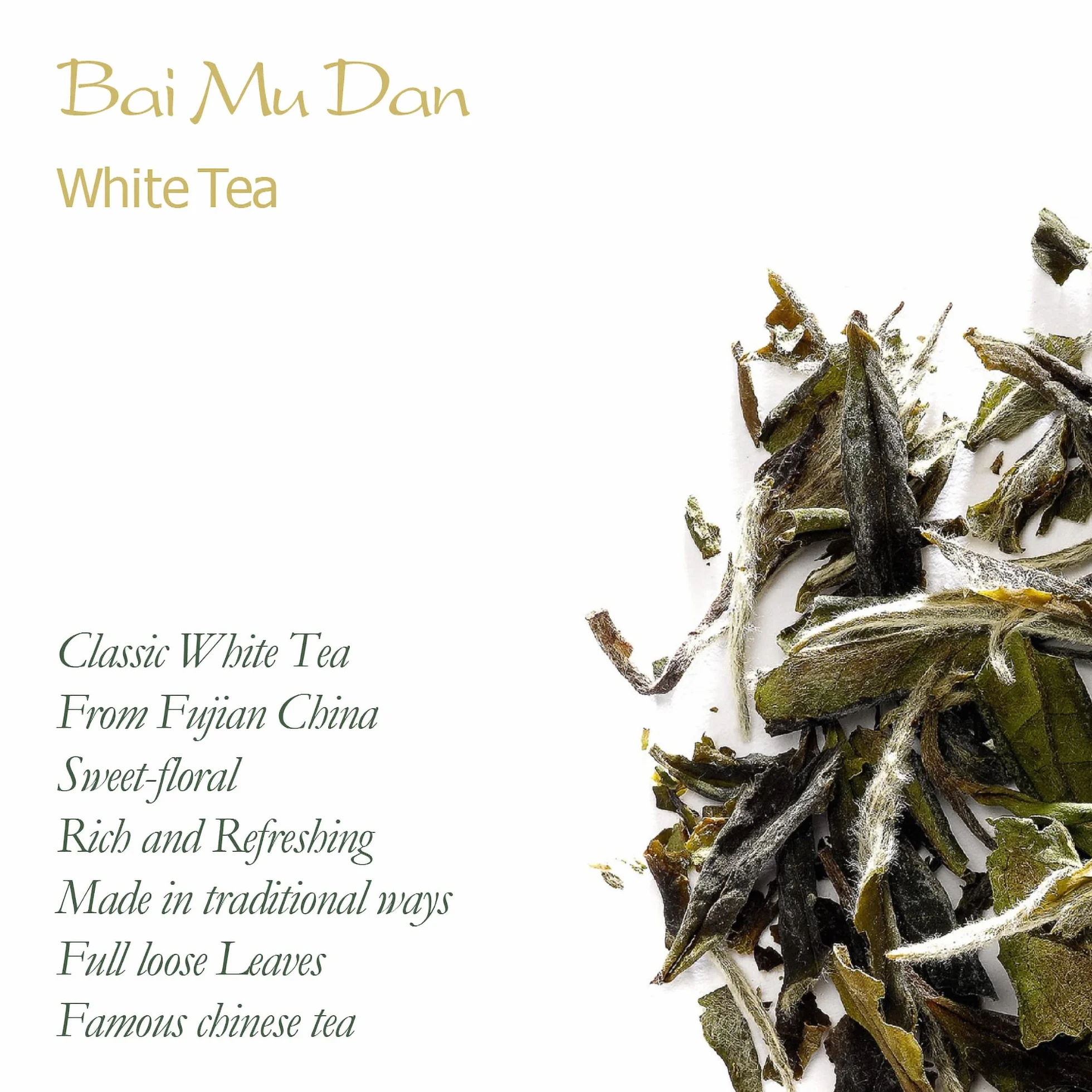 White Peony White Tea - Bai Mu Dan Chinese - Pai Mu Tan Tea From China - Baimudan or Paimutan 100g