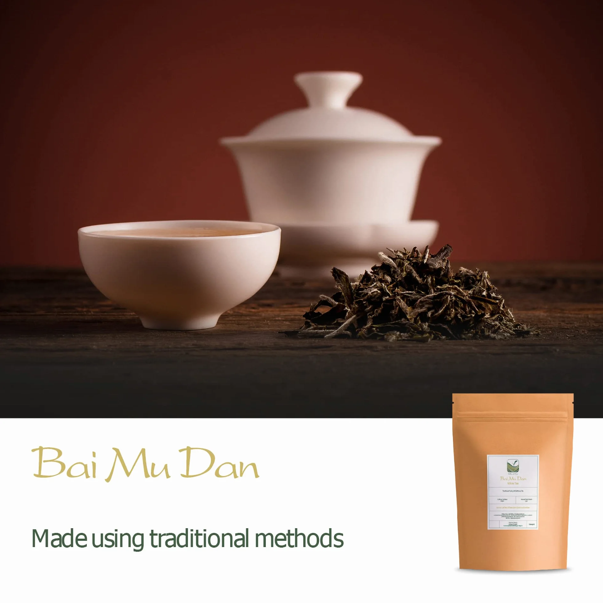 White Peony White Tea - Bai Mu Dan Chinese - Pai Mu Tan Tea From China - Baimudan or Paimutan 100g