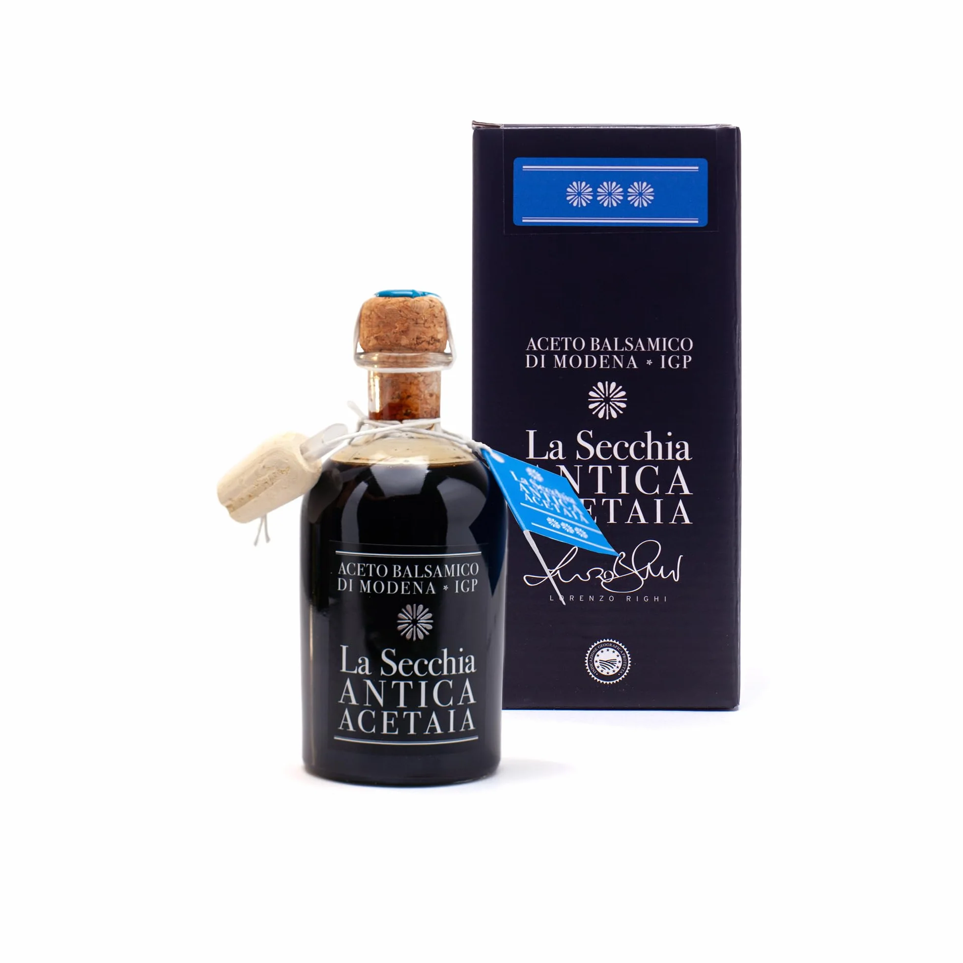 La Secchia - "Tre Stelle" ChOG Ocet Balsamiczny z Modeny, Dojrzewający w 12 Beczkach Wiśniowo-Morwowych, Średniej Gęstości, Butelka 250 ml z Korkiem Dozującym