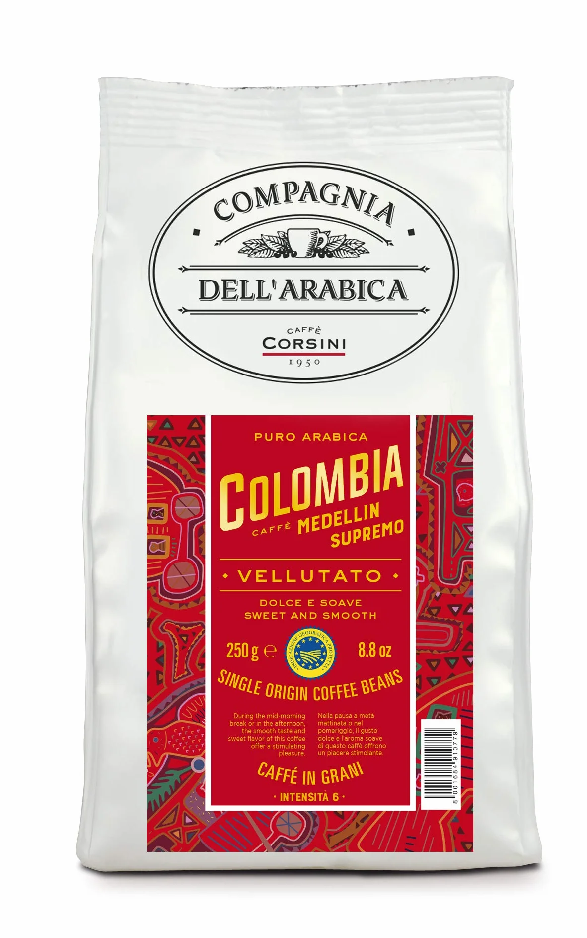 CaffèCorsini Compagnia Dell'Arabica Colombia 100% Arabica Caffè Torrefatto In Grani Cremoso E Speziato Monorigine Colombia Supremo 3 x 250 g