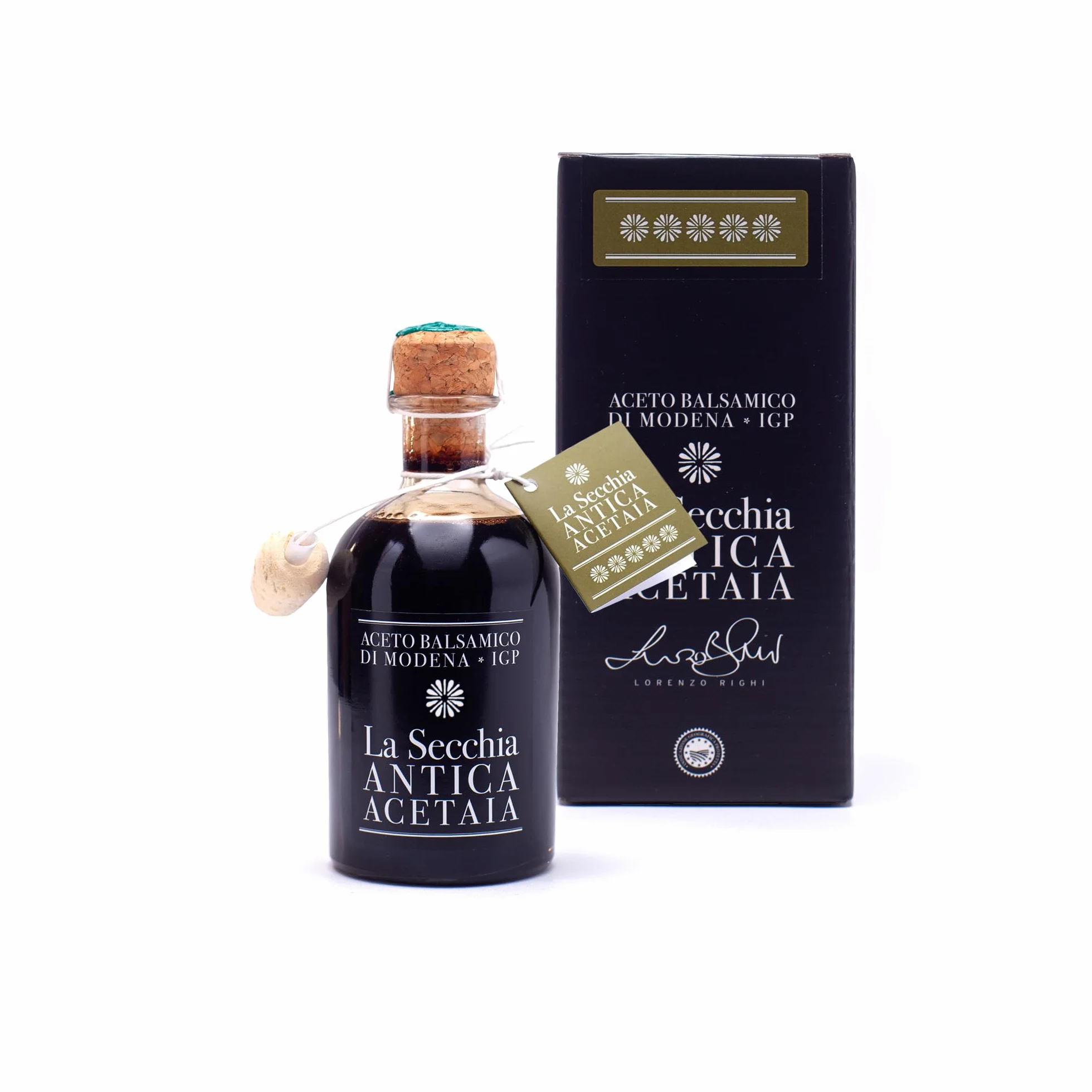 La Secchia - "Cinque Stelle" ChOG Ocet Balsamiczny z Modeny, Dojrzewający w 20 Beczkach z Różnych Gatunków Drewna, Wysoka Gęstość, Butelka 250 ml z Korkiem