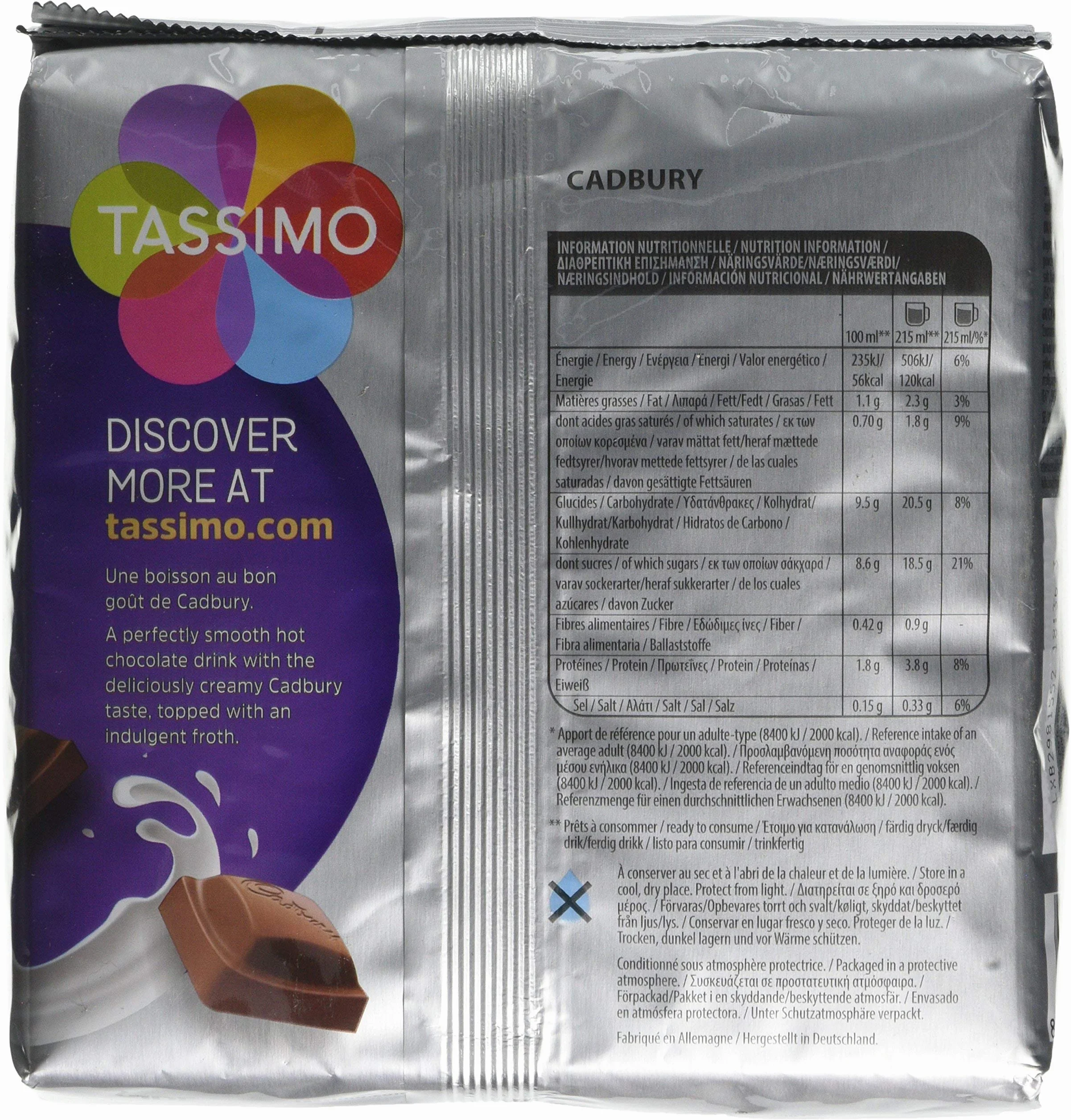 Tassimo Cadbury kakao, kakao, czekolada, kapsułka, 8 T-Discs / porcje