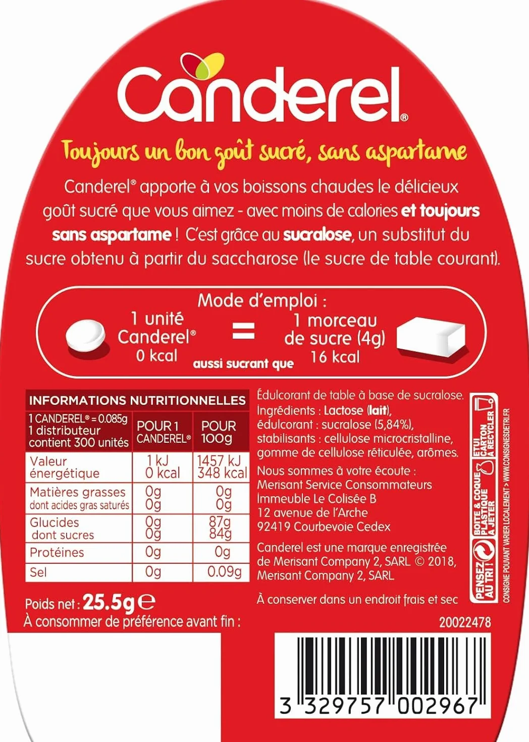 Canderel Sukraloza Dozownik tabletek – niskokaloryczny – substancja słodząca | 300 tabletek