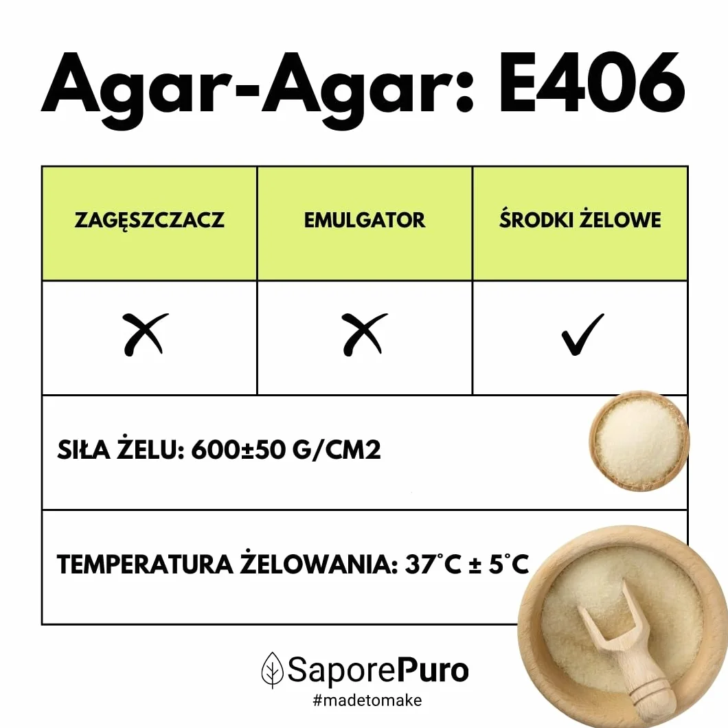 SaporePuro AGAR AGAR w proszku 500 g – Naturalny środek żelujący BEZ GLUTENU – Idealny do kuchni molekularnej, jako zagęszczacz do deserów, dżemów, budyniów i lodów