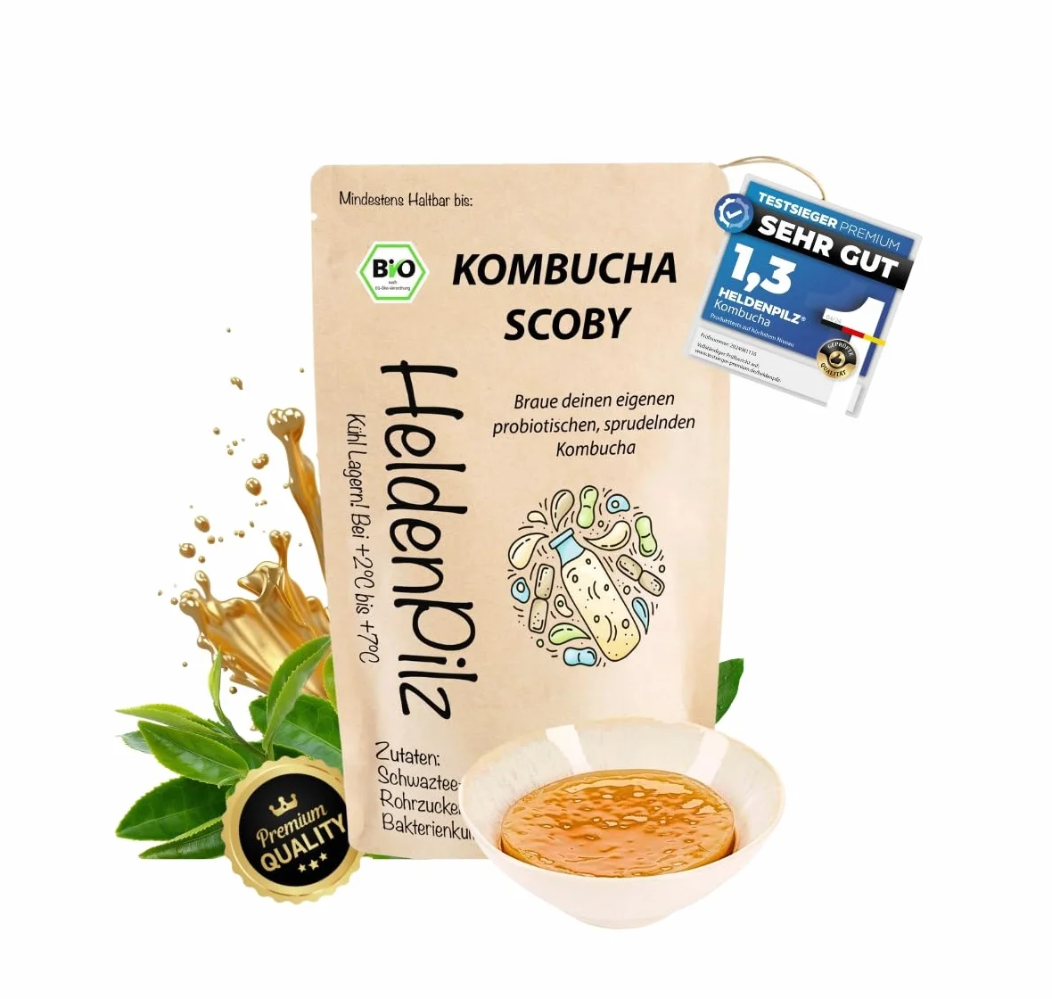 HeldenPilz Kombucha Scoby Organic Tea Grzyb Skoby 6 l naturalny ekologiczny