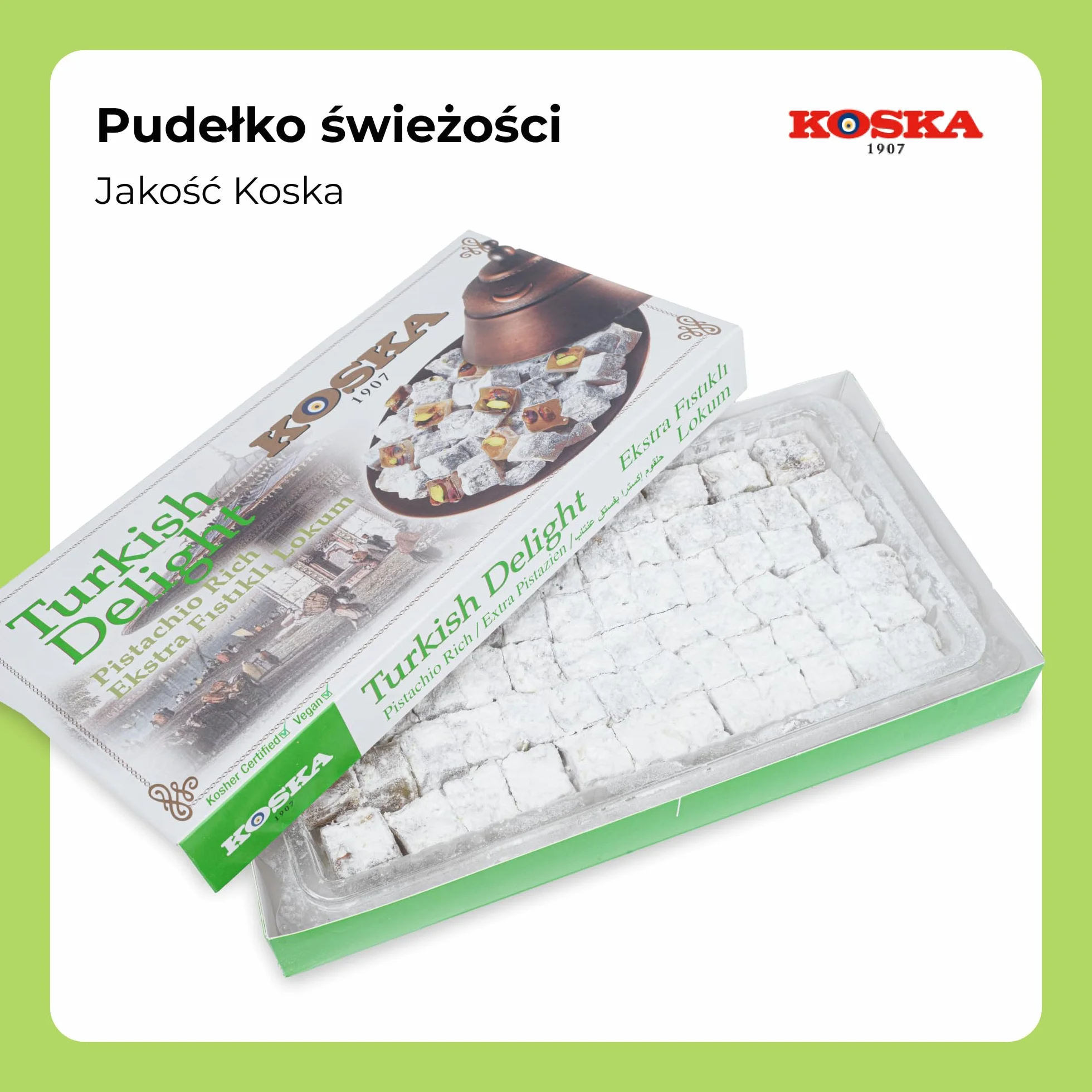 Lokum PISTAZIE 500 g turecki miód słodycze Turkish Delight Ekstra Fistikli Lokum